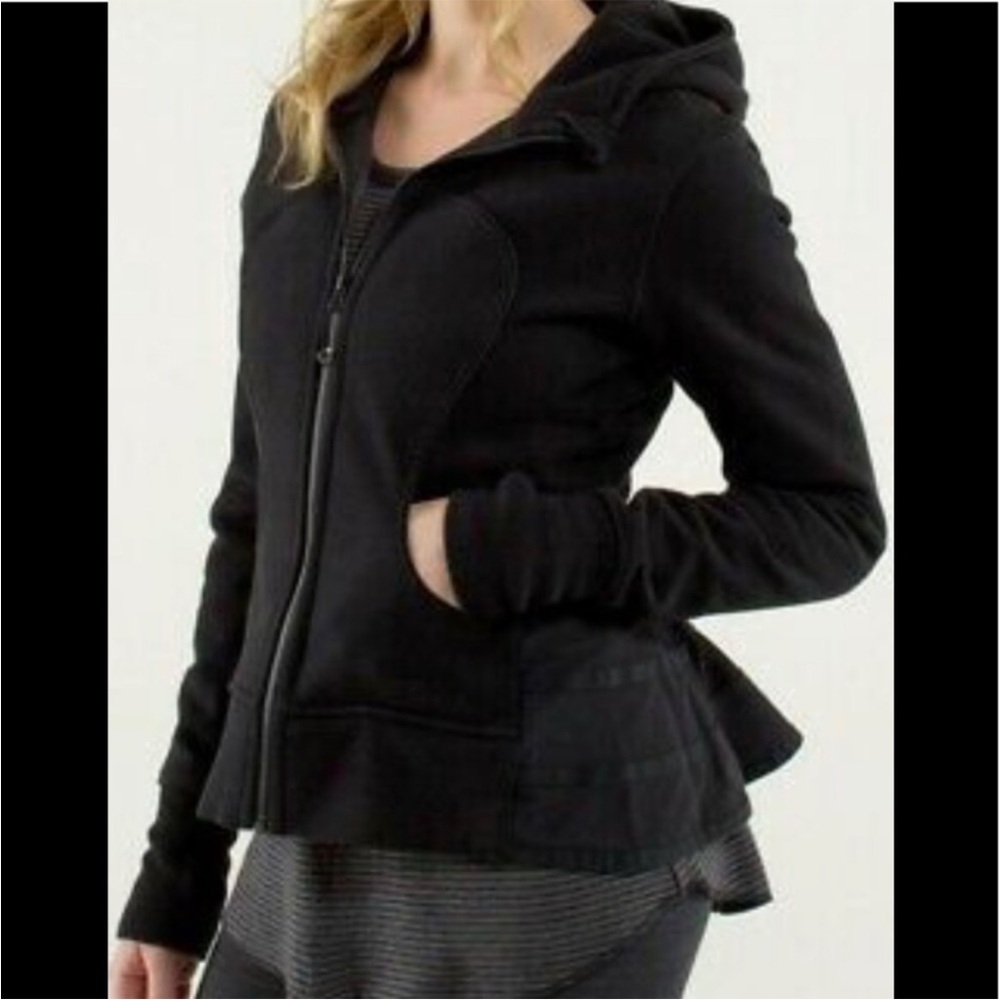 RARE Lululemon Peplum Scuba Hoodie Special Edition Size 6 Black